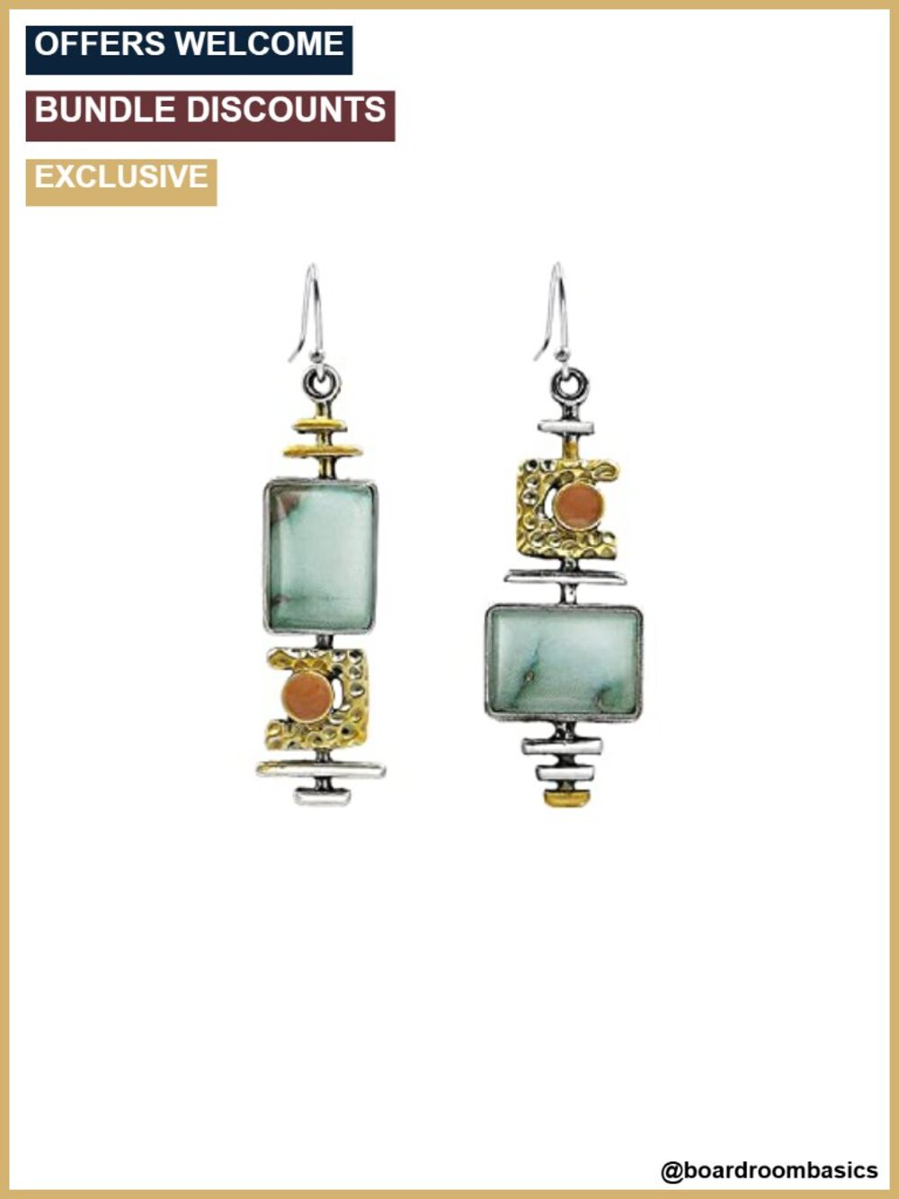 Handmade Boho Gemstone Charm Drop Dangle Earrings 925 Sterling Silver